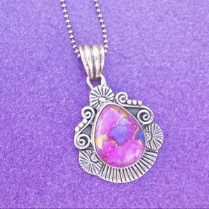 Sterling Silver Purple Jasper Pendant Necklace